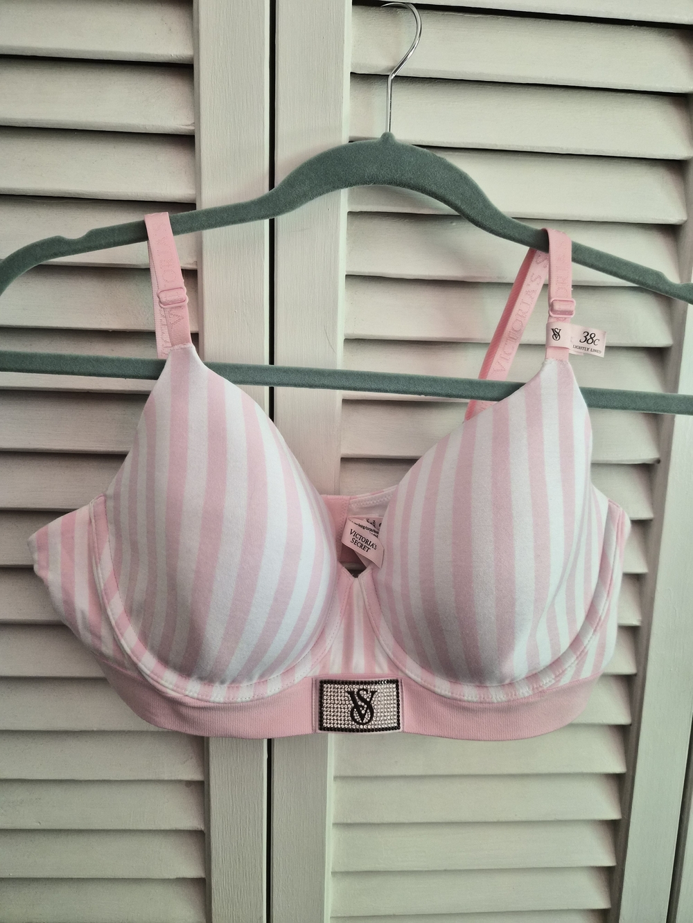 Victoria's Secret Pink and White Striped T-Shirt Bra